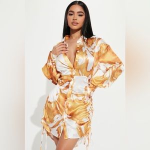 Fashion Nova Vibrant Orange and White Mini Dress